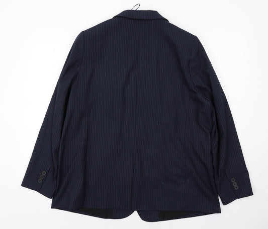 Marks and Spencer Womens Blue Pinstripe Polyester Jacket Suit Jacket Size 18