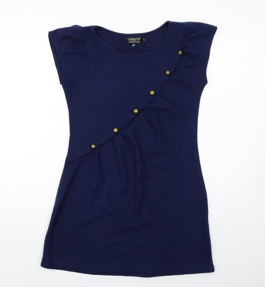 Pussycat London Womens Blue Acrylic A-Line Size 12 Round Neck Pullover