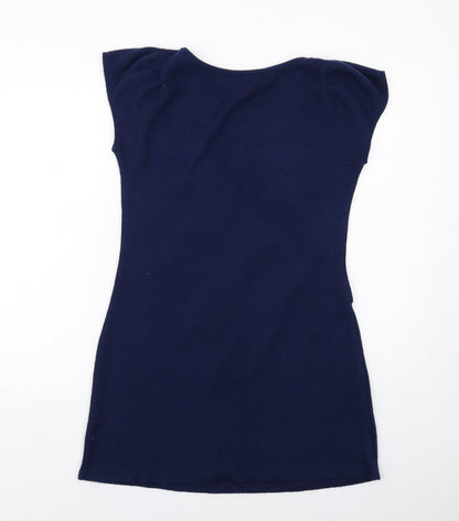 Pussycat London Womens Blue Acrylic A-Line Size 12 Round Neck Pullover