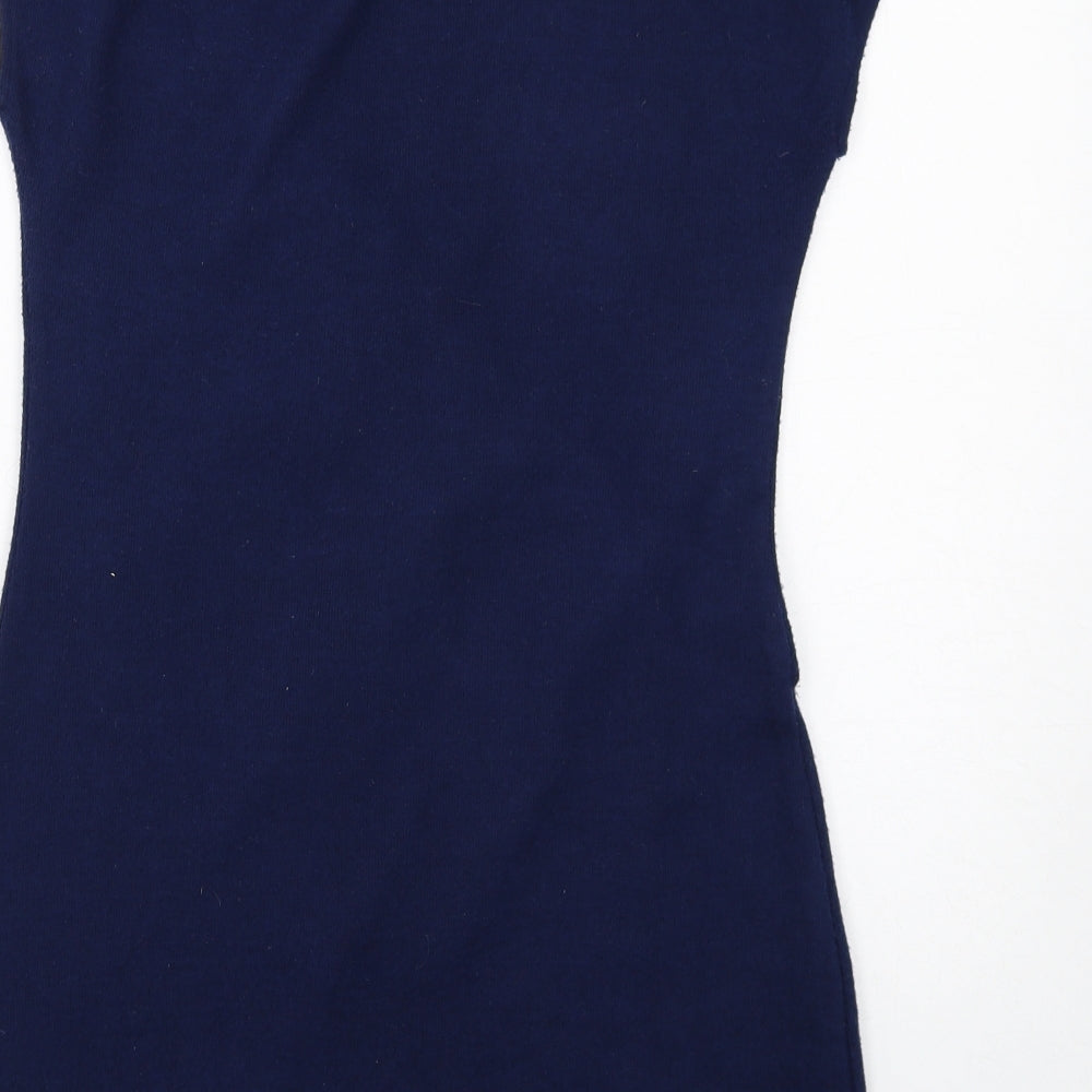 Pussycat London Womens Blue Acrylic A-Line Size 12 Round Neck Pullover