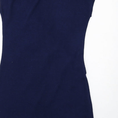 Pussycat London Womens Blue Acrylic A-Line Size 12 Round Neck Pullover