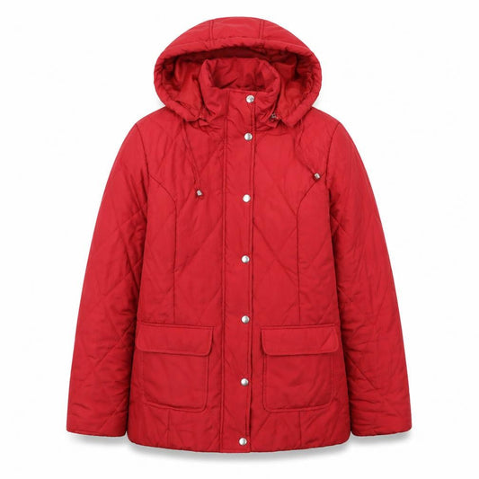 Womens UK Size 10 Damart Red Quilted Coat