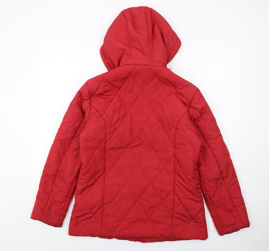 Damart Womens Red Quilted Jacket Size 10 Zip