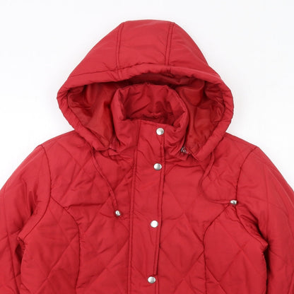 Damart Womens Red Quilted Jacket Size 10 Zip