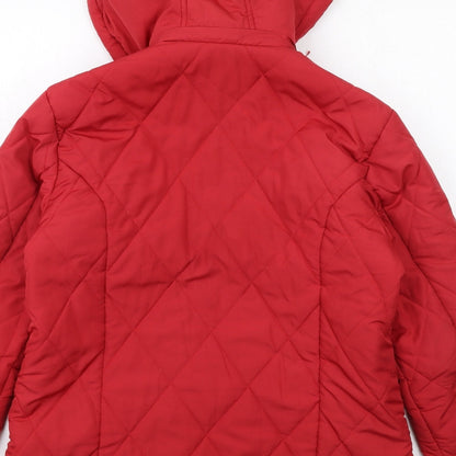 Damart Womens Red Quilted Jacket Size 10 Zip