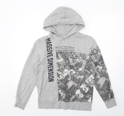 TOM TAILOR Boys Grey Cotton Pullover Hoodie Size L Pullover - City