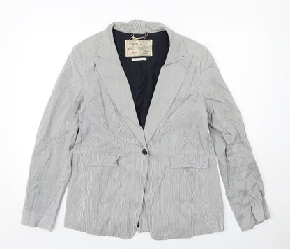 AUBIN & WILLS Womens Grey Pinstripe Cotton Jacket Suit Jacket Size 16