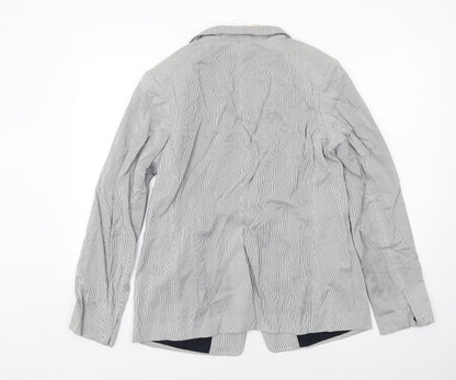 AUBIN & WILLS Womens Grey Pinstripe Cotton Jacket Suit Jacket Size 16