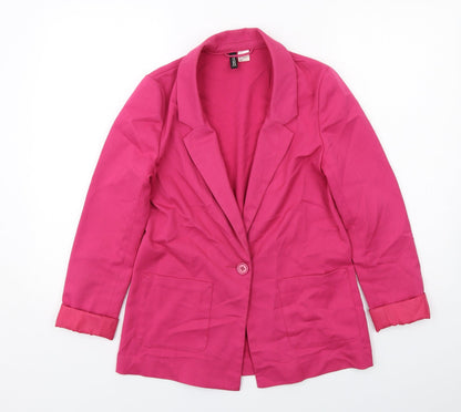 H&M Womens Pink Jacket Blazer Size 6 Button