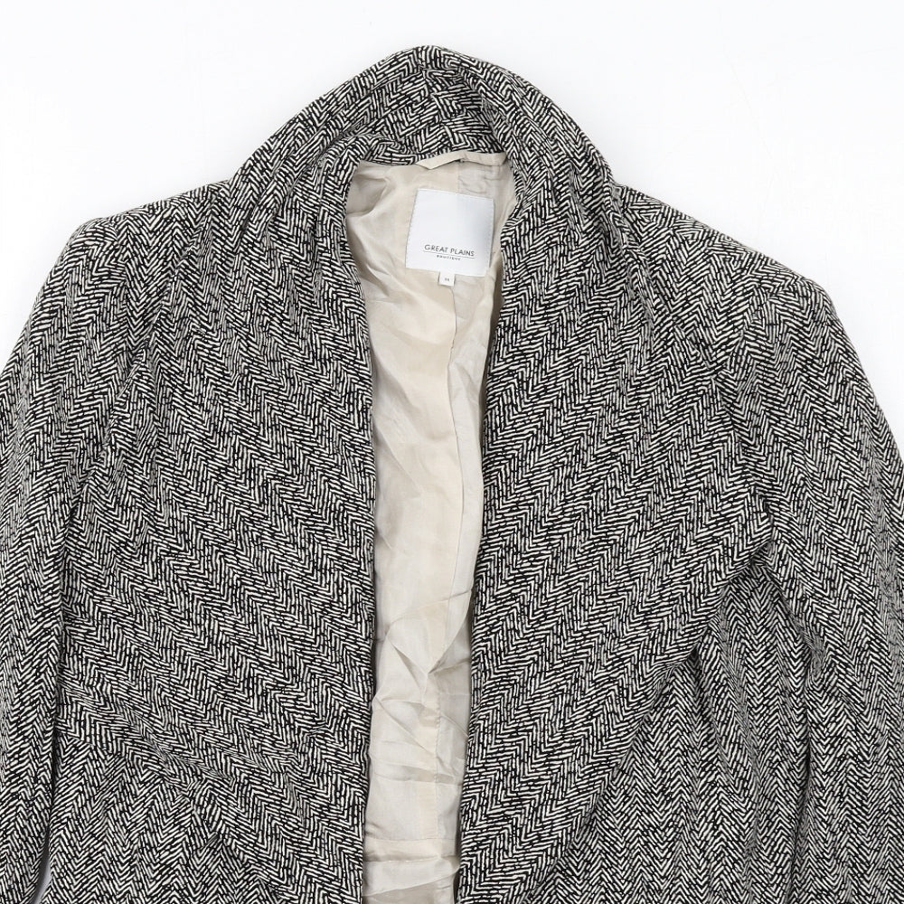 Great Plains Womens Black Geometric Jacket Blazer Size M