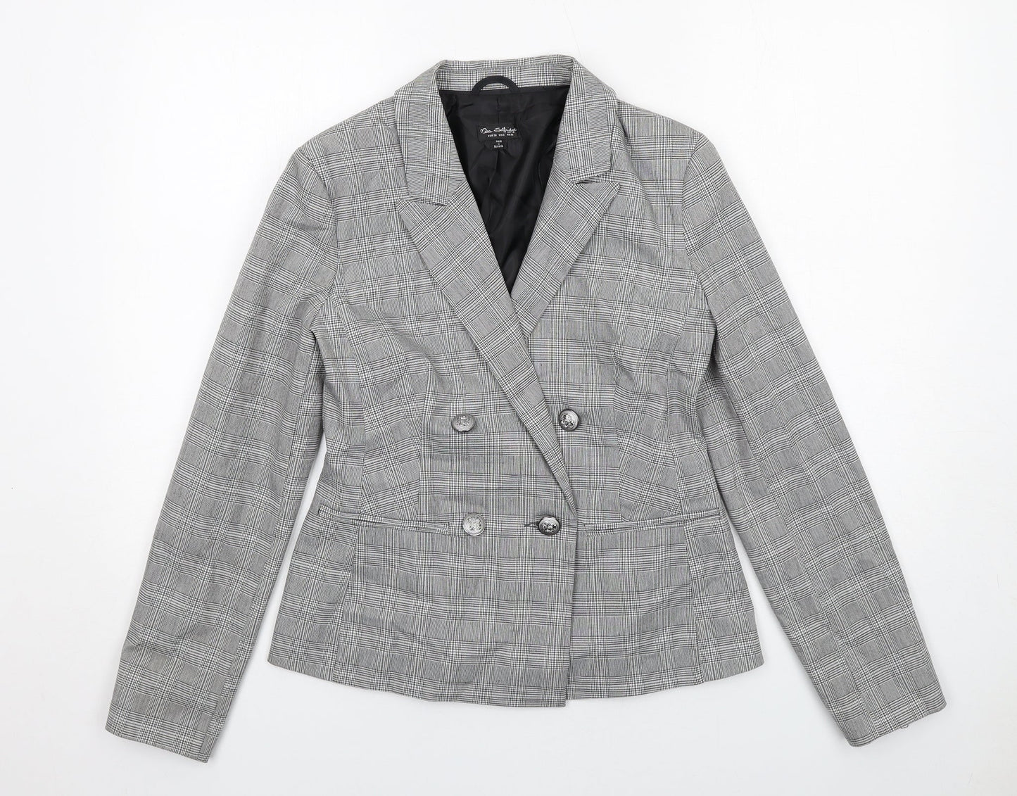 Miss Selfridge Womens Grey Check Polyester Jacket Suit Jacket Size 10