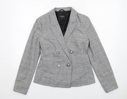 Miss Selfridge Womens Grey Check Polyester Jacket Suit Jacket Size 10