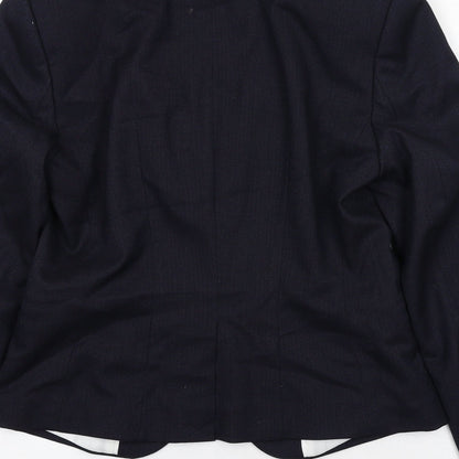 H&M Womens Blue Polyester Jacket Suit Jacket Size 8