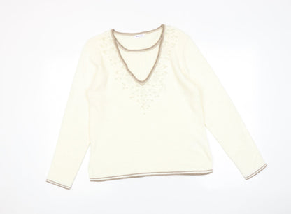 Womens UK Size 10 Damart Ivory Pullover Jumper