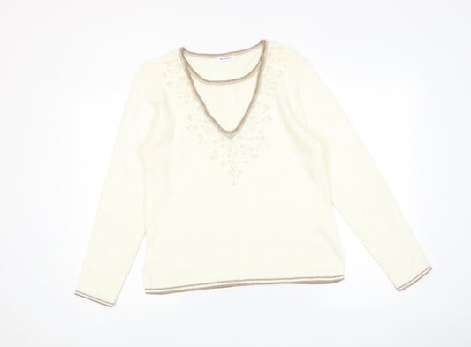 Womens UK Size 10 Damart Ivory Pullover Jumper