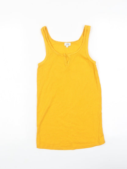 Womens UK Size 6 River Island Yellow Basic Tank