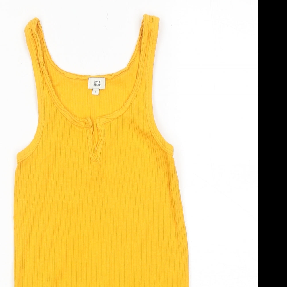 Womens UK Size 6 River Island Yellow Basic Tank