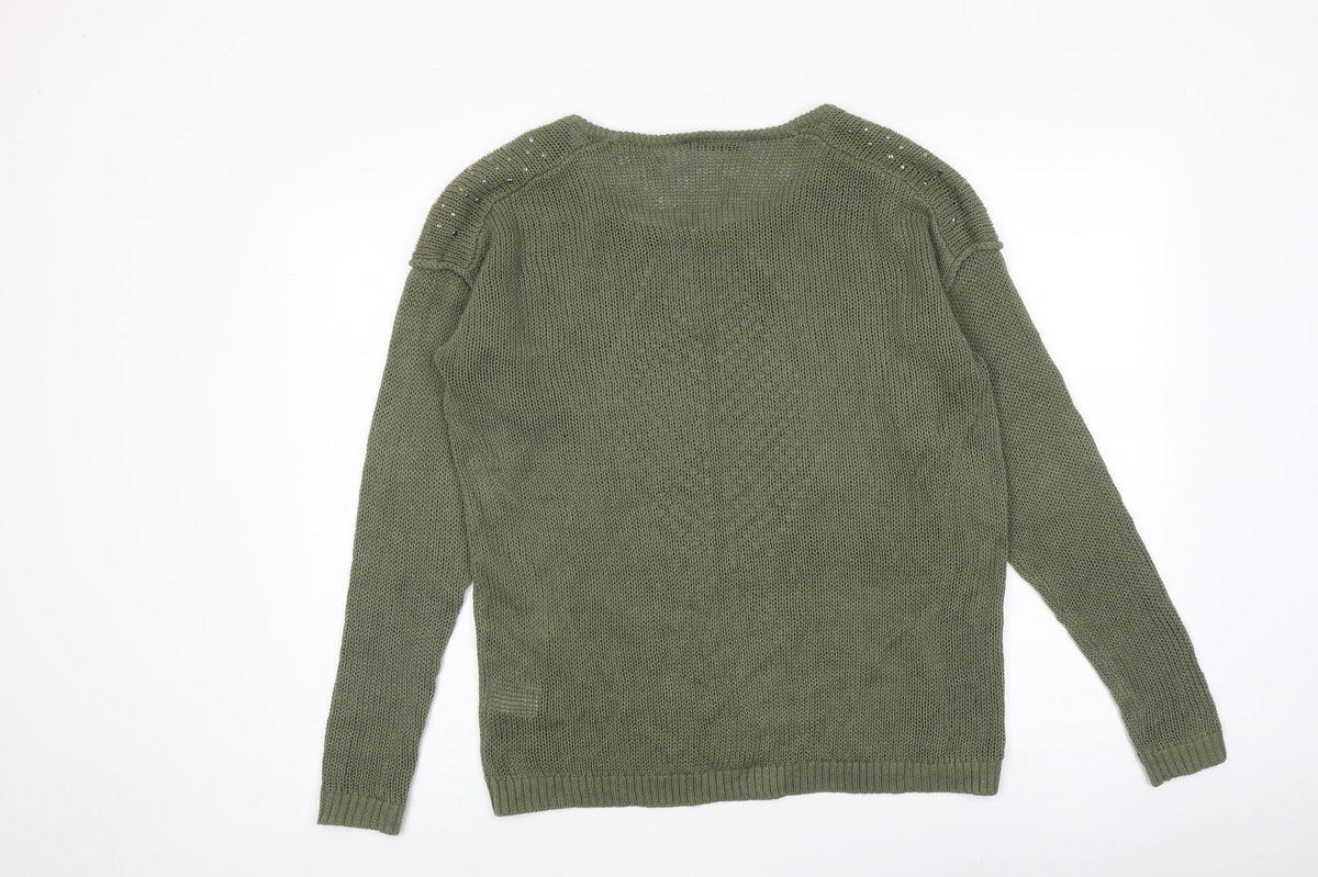 Womens UK Size M Fransa Green Pullover Jumper