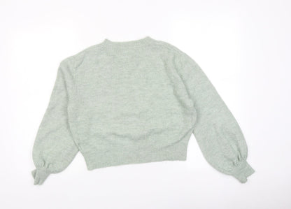 Pigalle Womens Green Round Neck Acetate Pullover Jumper Size M