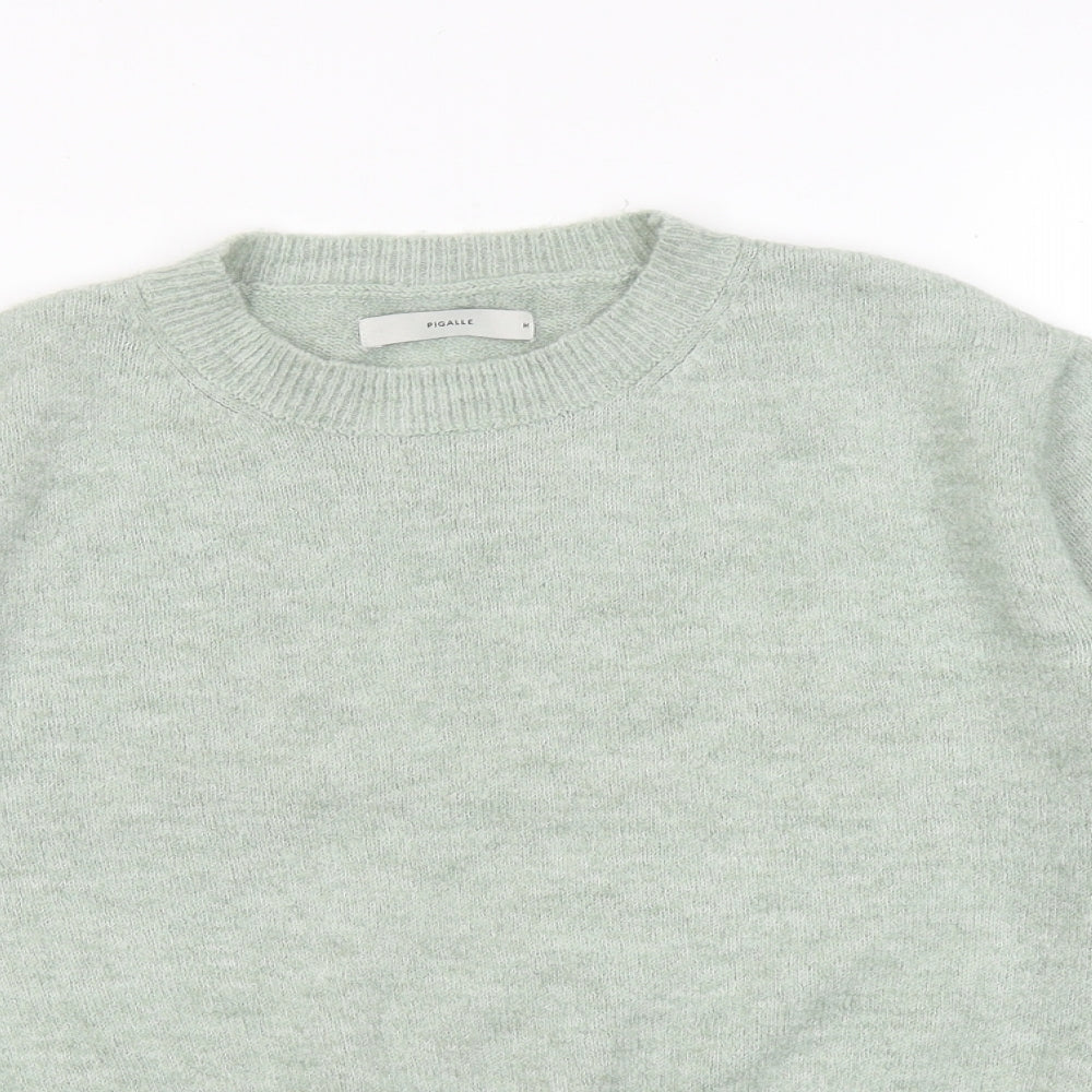 Pigalle Womens Green Round Neck Acetate Pullover Jumper Size M