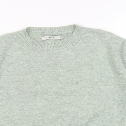 Pigalle Womens Green Round Neck Acetate Pullover Jumper Size M