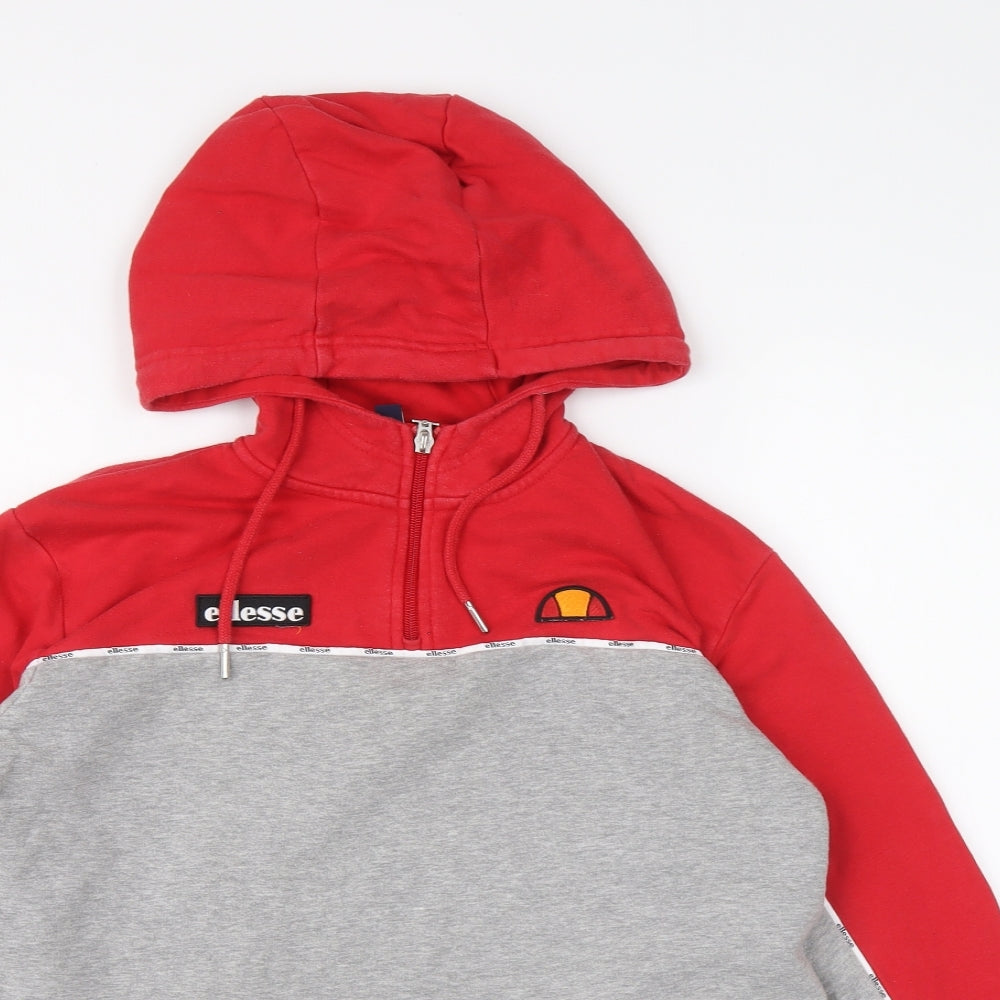 ellesse Womens Grey Colourblock Cotton Pullover Hoodie Size 8 Zip