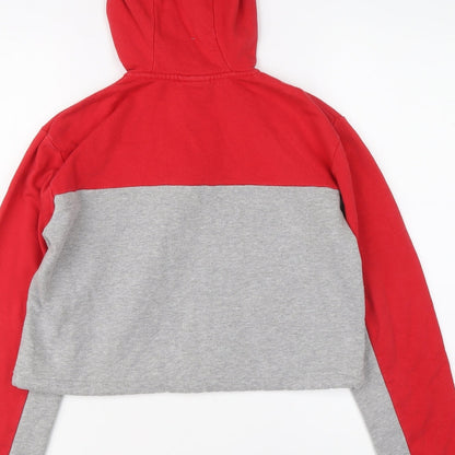 ellesse Womens Grey Colourblock Cotton Pullover Hoodie Size 8 Zip