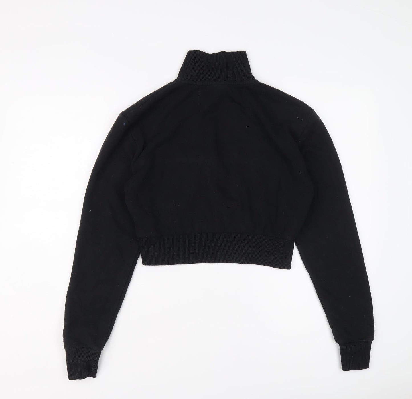 ellesse Womens Black Cotton Pullover Sweatshirt Size 4 Zip