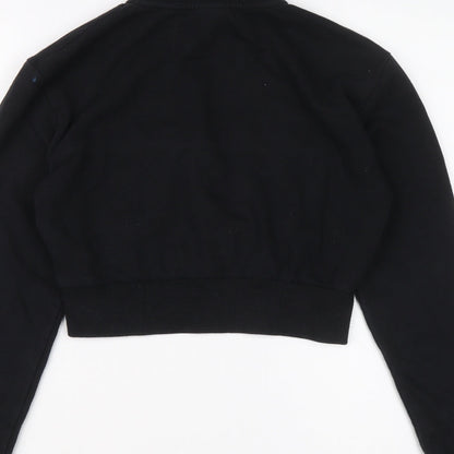 ellesse Womens Black Cotton Pullover Sweatshirt Size 4 Zip