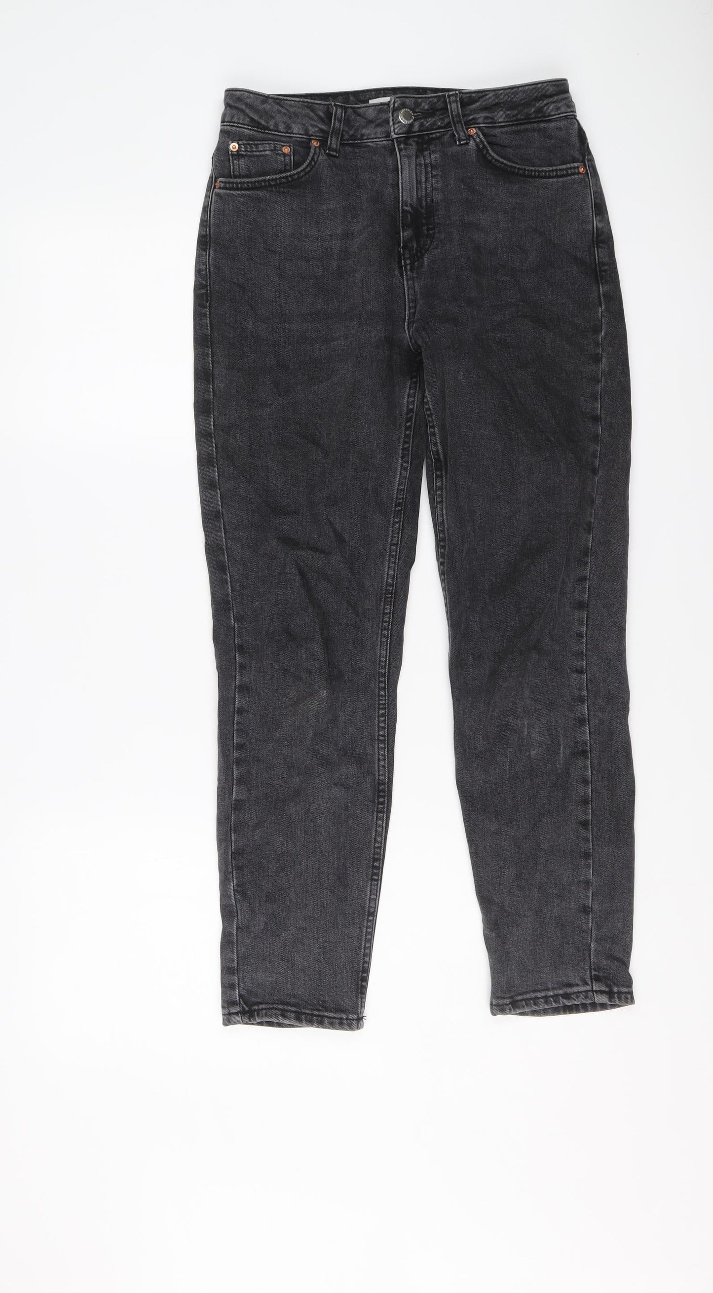 Topshop Womens Grey Cotton Skinny Jeans Size 26 in L26 in Regular Button