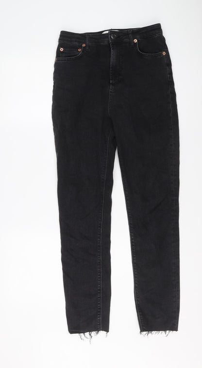 Zara Womens Black Cotton Skinny Jeans Size 8 L28 in Regular Button