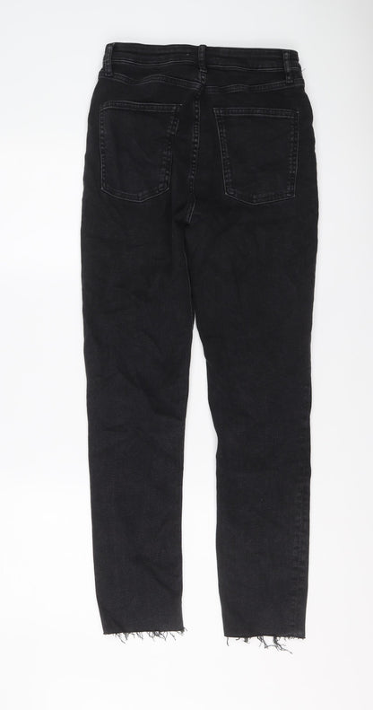 Zara Womens Black Cotton Skinny Jeans Size 8 L28 in Regular Button
