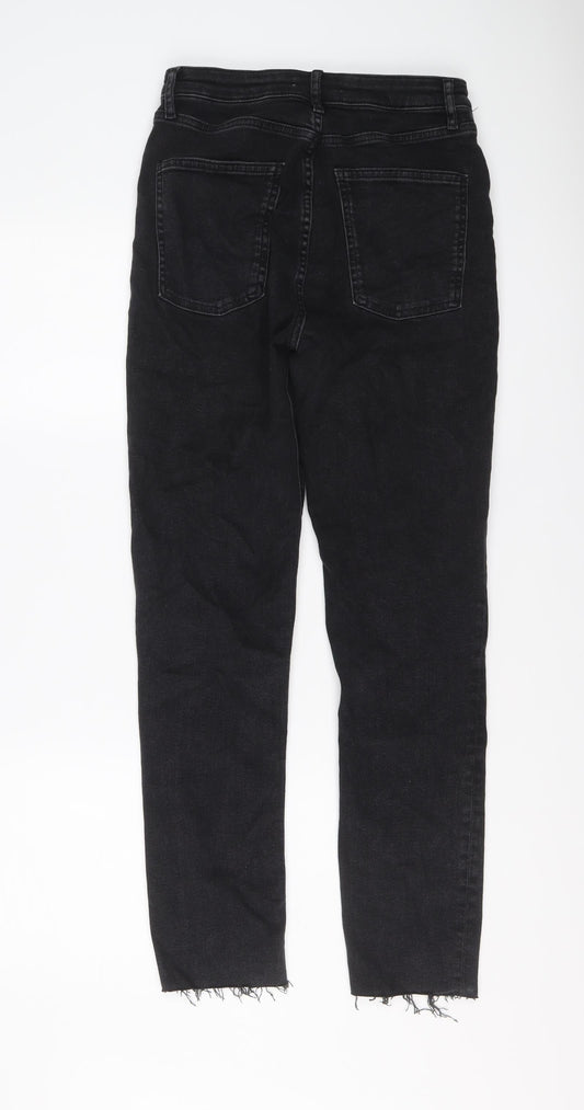 Zara Womens Black Cotton Skinny Jeans Size 8 L28 in Regular Button