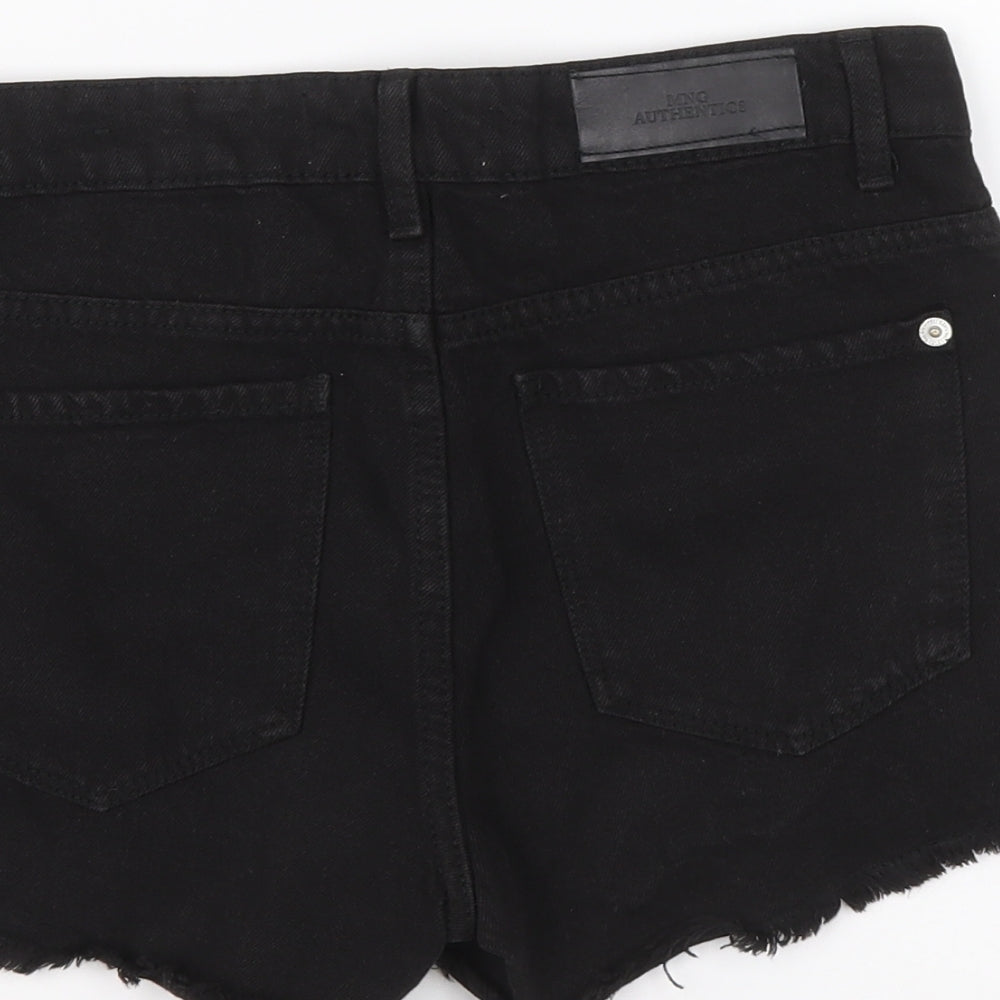 Mango Womens Black Cotton Hot Pants Shorts Size 6 L3 in Regular Button