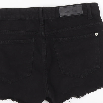 Mango Womens Black Cotton Hot Pants Shorts Size 6 L3 in Regular Button