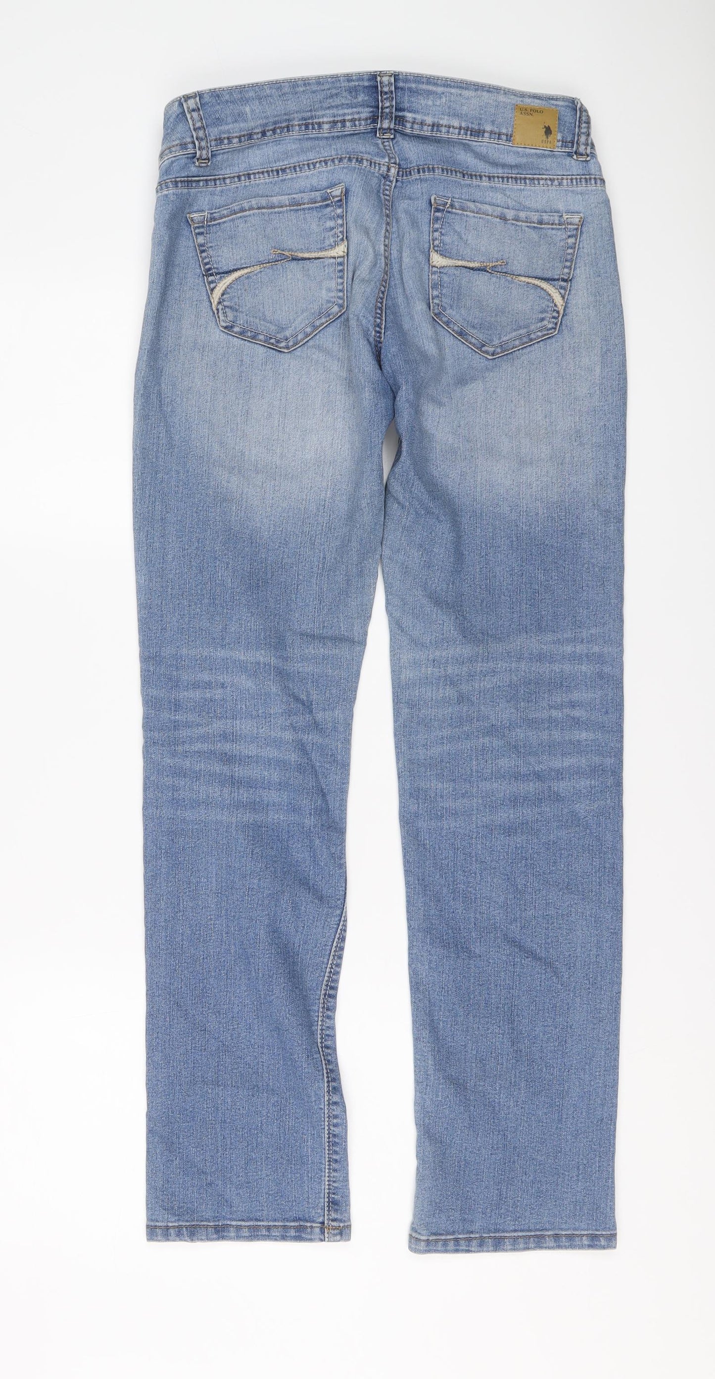 US Polo Assn. Womens Blue Cotton Straight Jeans Size 30 in L30 in Regular Button