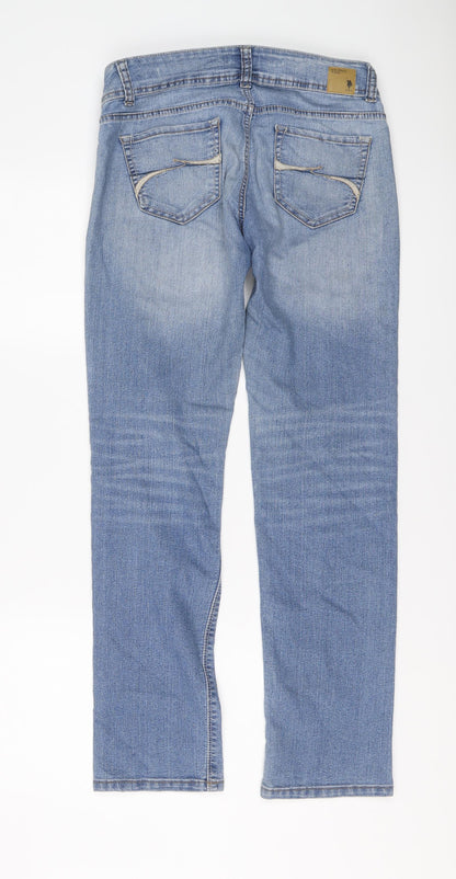 US Polo Assn. Womens Blue Cotton Straight Jeans Size 30 in L30 in Regular Button