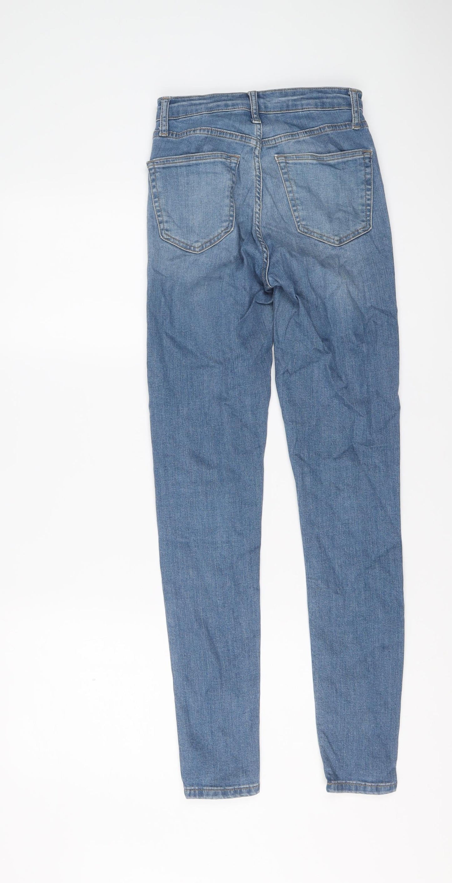 Topshop Womens Blue Cotton Skinny Jeans Size 26 in L29 in Regular Button