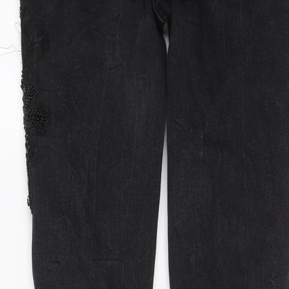 Zara Womens Black Cotton Skinny Jeans Size 10 L28 in Regular Button