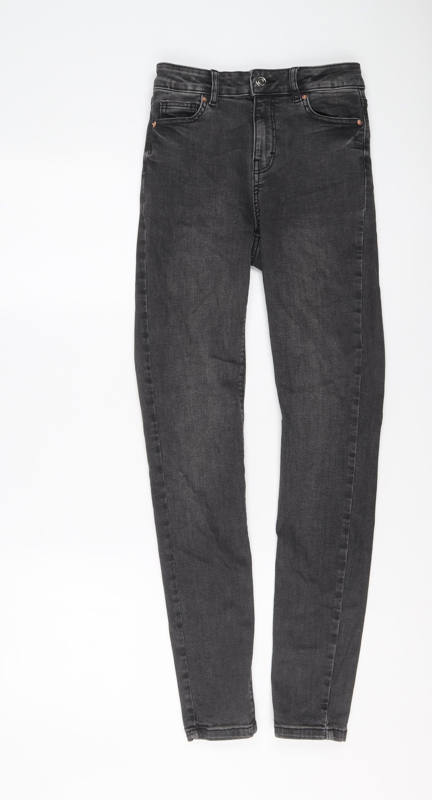 Denim & Co. Womens Grey Cotton Skinny Jeans Size 6 L29 in Regular Button