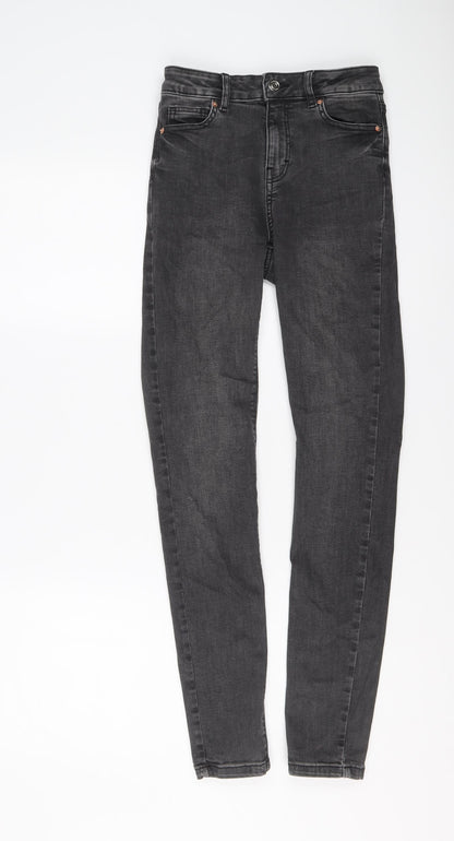 Denim & Co. Womens Grey Cotton Skinny Jeans Size 6 L29 in Regular Button