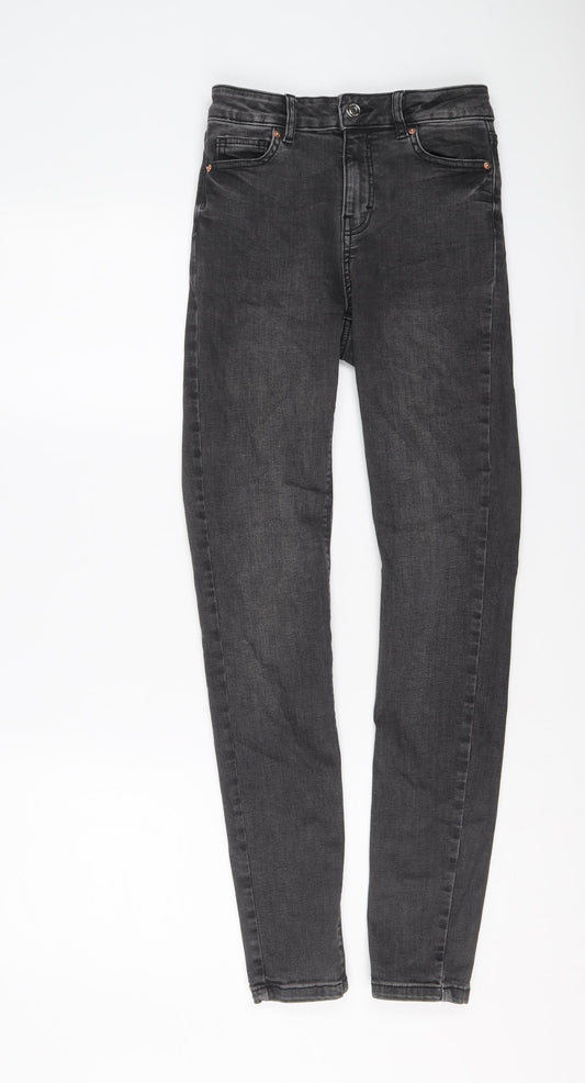 Denim & Co. Womens Grey Cotton Skinny Jeans Size 6 L29 in Regular Button