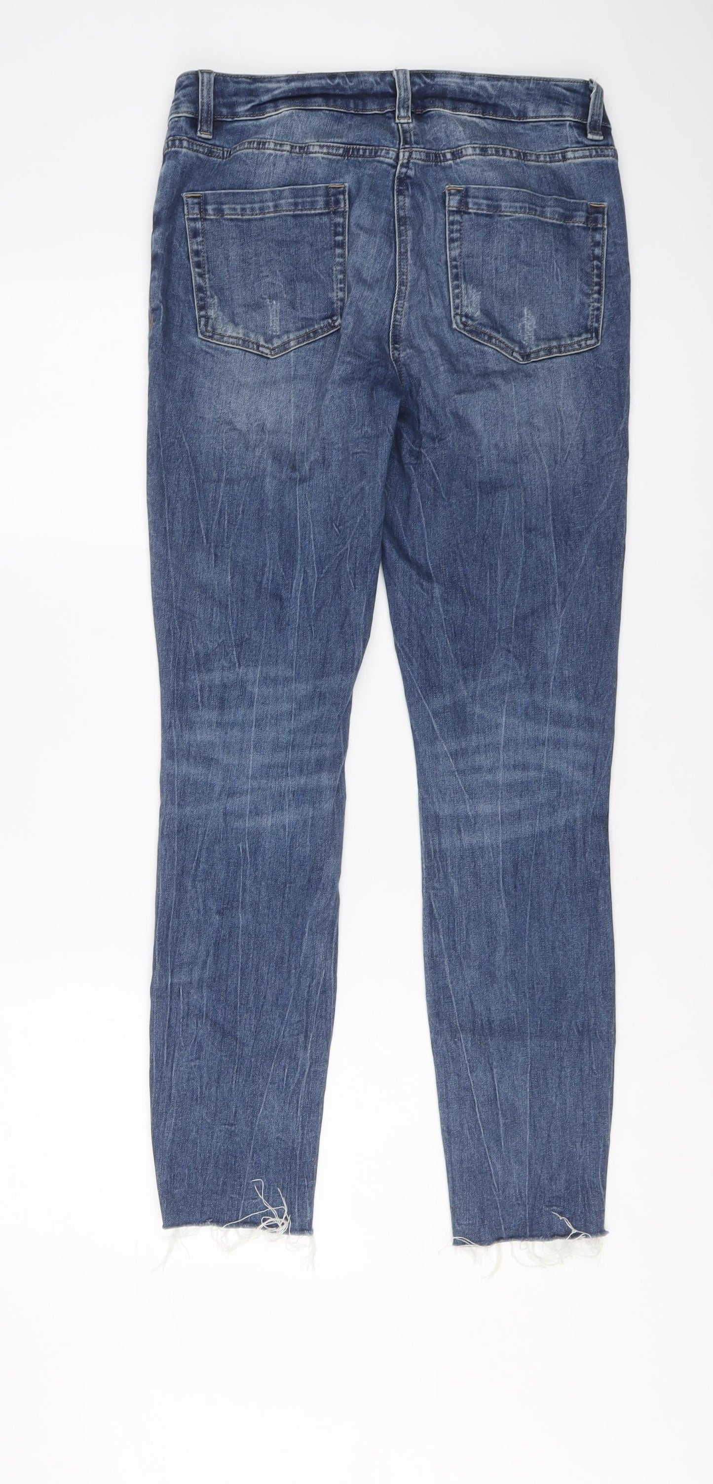 NEXT Womens Blue Cotton Skinny Jeans Size 10 L29 in Regular Button