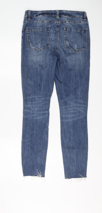 NEXT Womens Blue Cotton Skinny Jeans Size 10 L29 in Regular Button