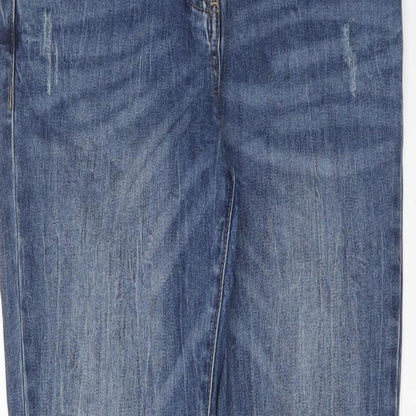 NEXT Womens Blue Cotton Skinny Jeans Size 10 L29 in Regular Button
