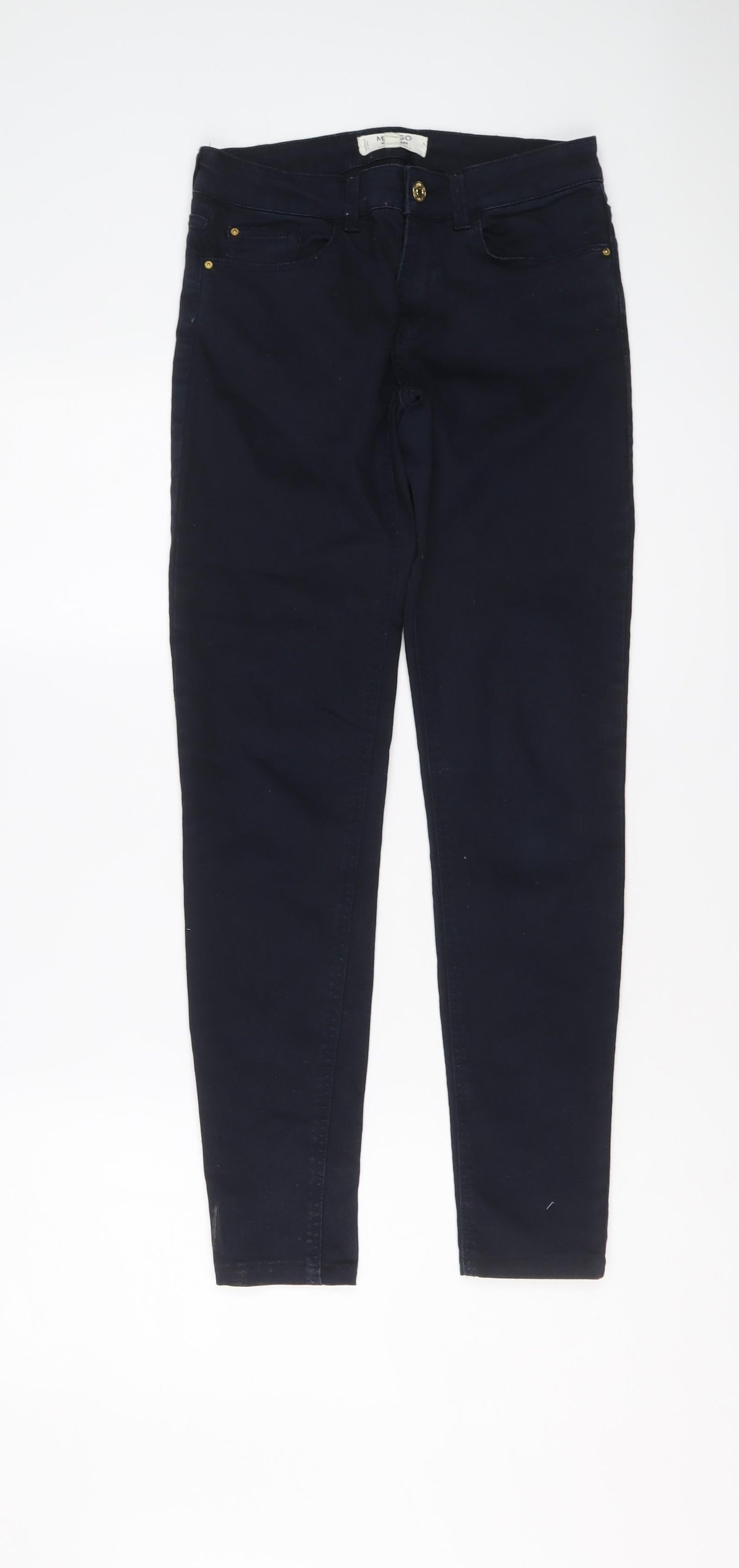 Mango Womens Blue Cotton Skinny Jeans Size 8 L28 in Regular Button