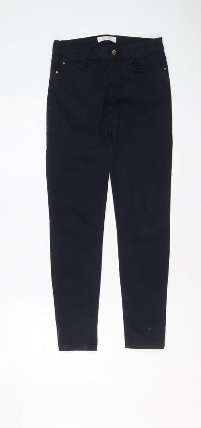 Mango Womens Blue Cotton Skinny Jeans Size 8 L28 in Regular Button