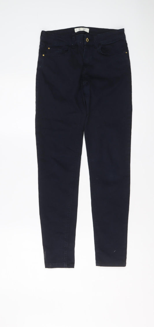Mango Womens Blue Cotton Skinny Jeans Size 8 L28 in Regular Button