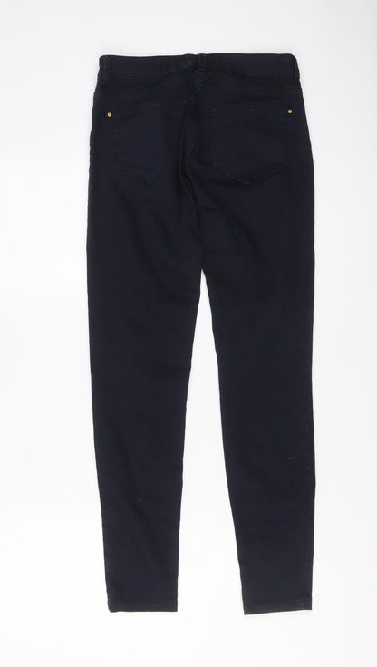 Mango Womens Blue Cotton Skinny Jeans Size 8 L28 in Regular Button