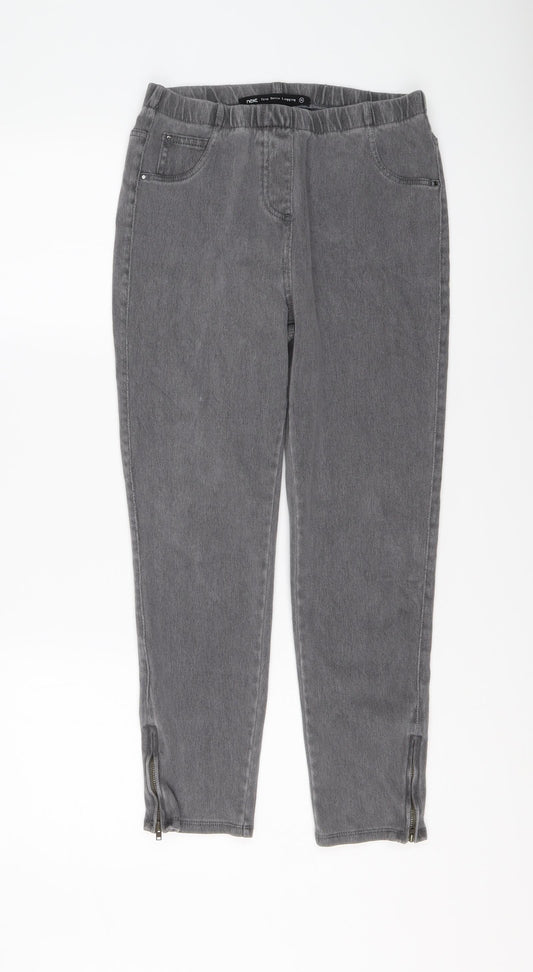 NEXT Womens Grey Cotton Jegging Jeans Size 10 L24 in Regular